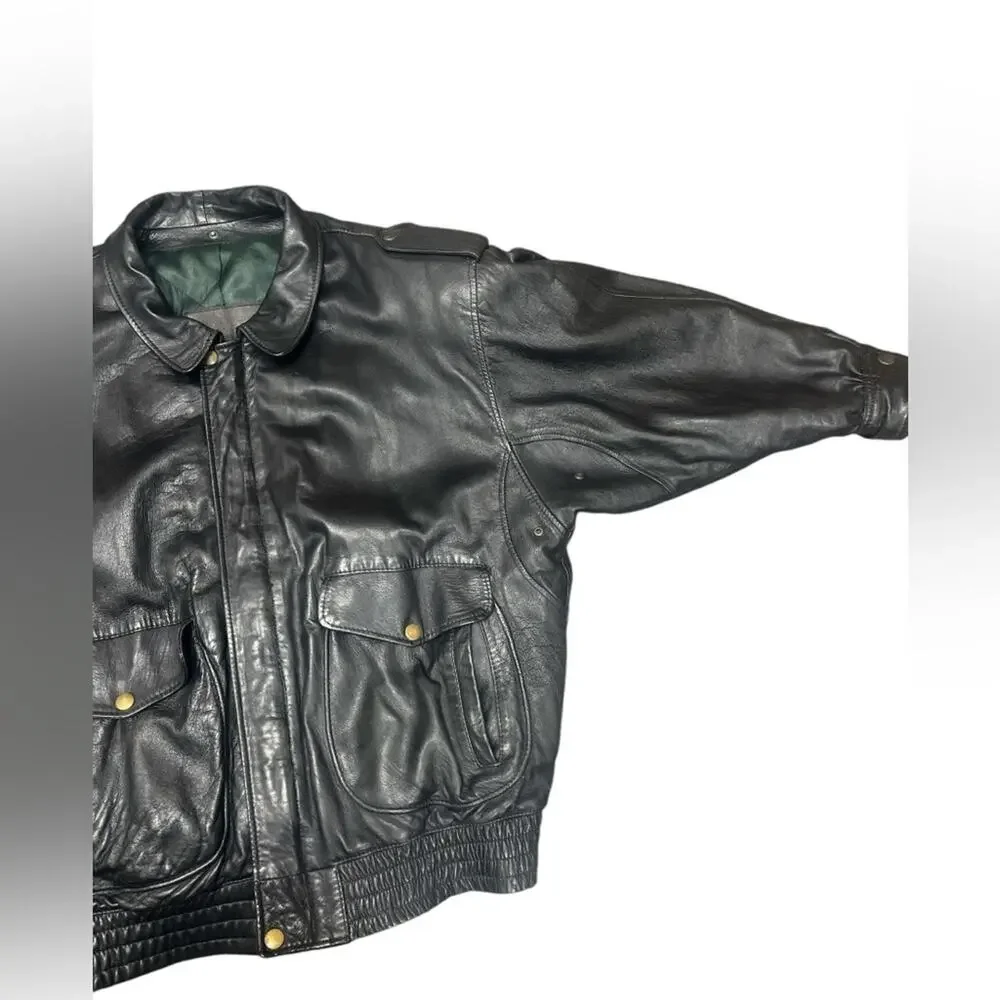 Vtg Skott Leather American Flight Jacket Original Kentucky Pilot Bomber Mens L